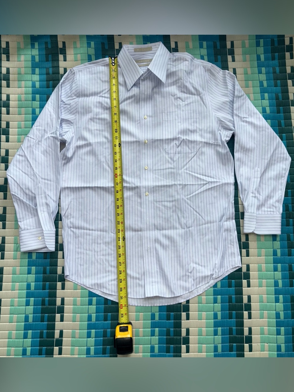 Nordstrom Light Blue Dress Shirt with Navy Pinstripes